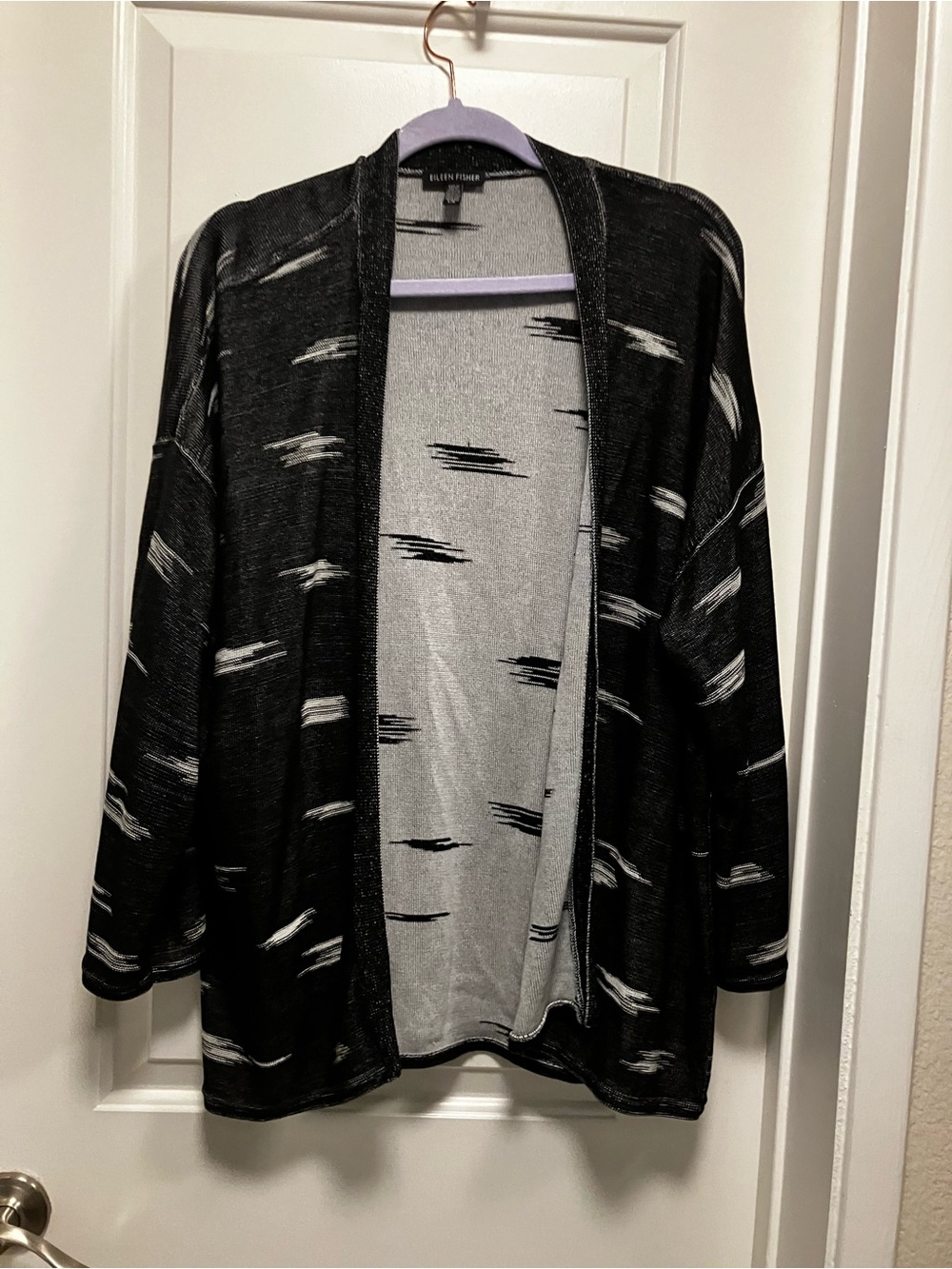 Eileen Fisher Size L Tencel Open Front Cardigan Flaw - See Description